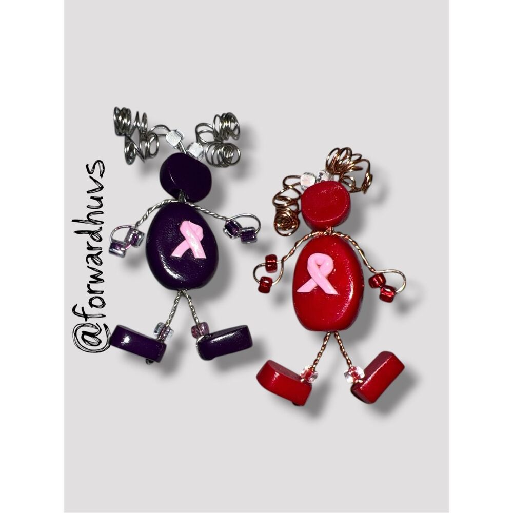 Breast Cancer Awareness Wire & Bead Figures – Set of 2